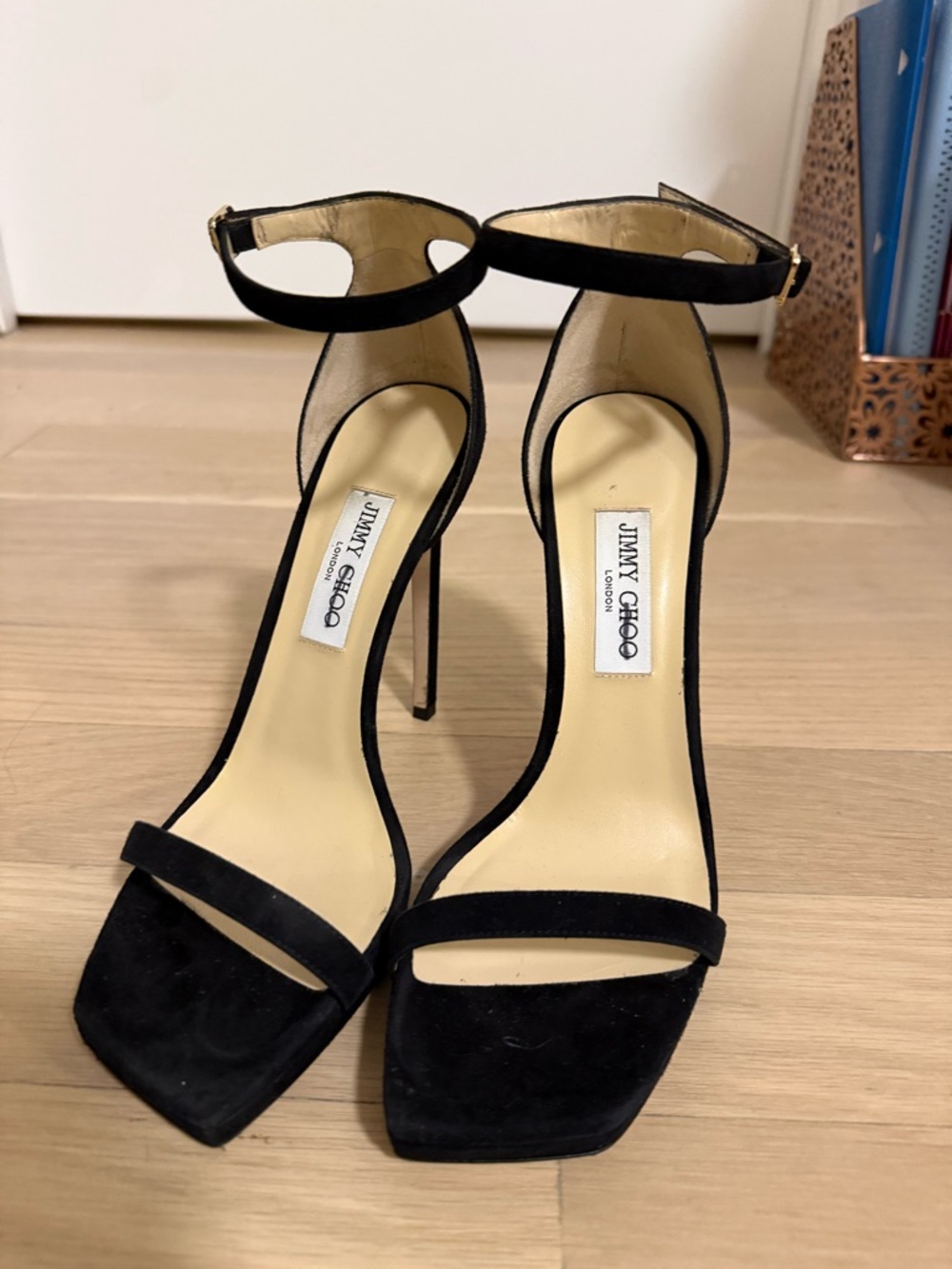 Jimmy Choo Black Suede Ankle-Strap Stiletto Sandals - Picture 2 of 7